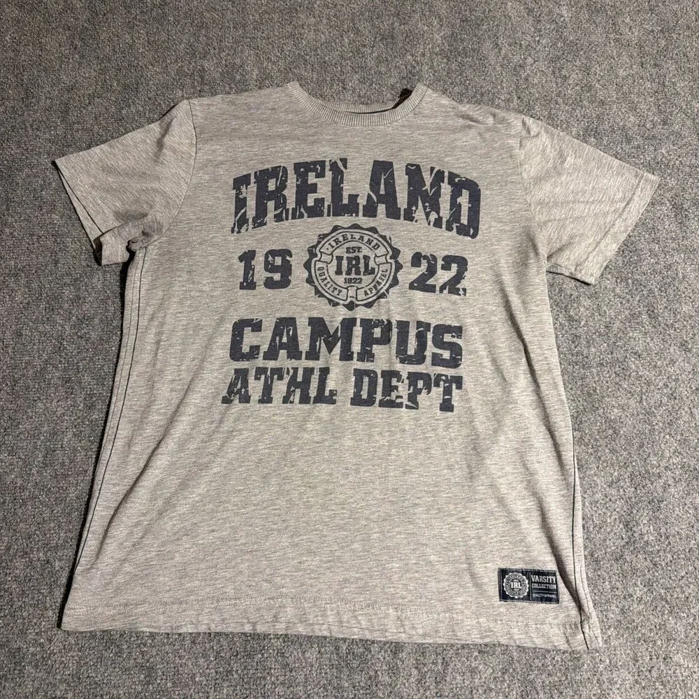 Ireland Campus Athletic Dept. T-Shirt Mens Size Medium Gray Short Sleeve